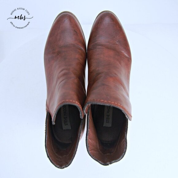 Steve Madden Johan Faux Leather Ankle Booties Brown Women 10 - Picture 9 of 13